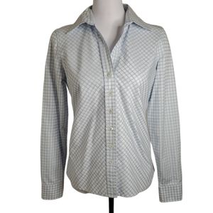 Banana Republic button-down shirt. Baby blue/ white plaid. Size S